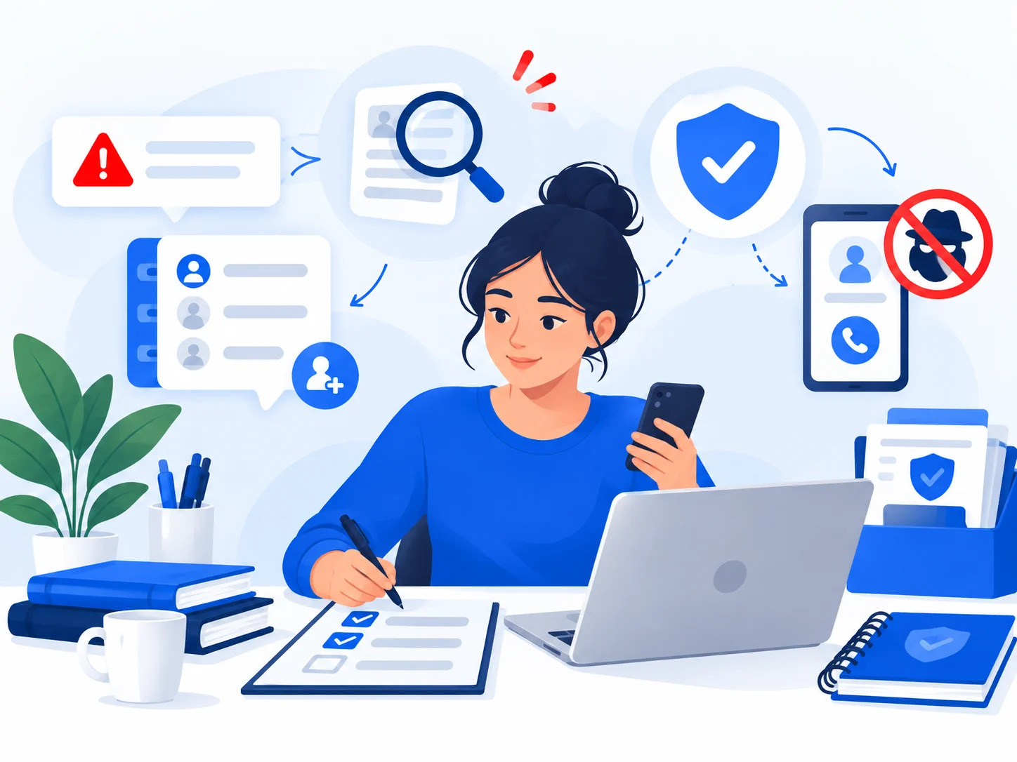 Illustration of a practical scam-safety toolkit with verification, reporting and security resources.